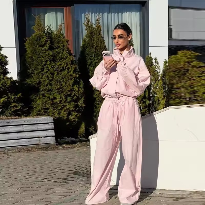 WINDBREAKER LONG SLEEVES ZIPPER JACKET AND CASUAL PANTS SET