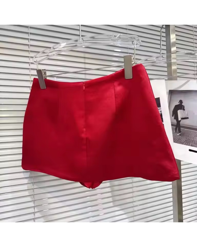 KLOE RED SATIN BOW SKIRT
