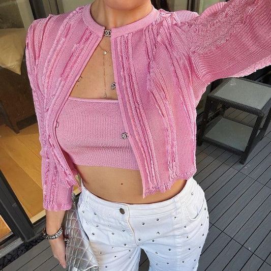 KNIT LUXE SHIMMERY CARDIGAN