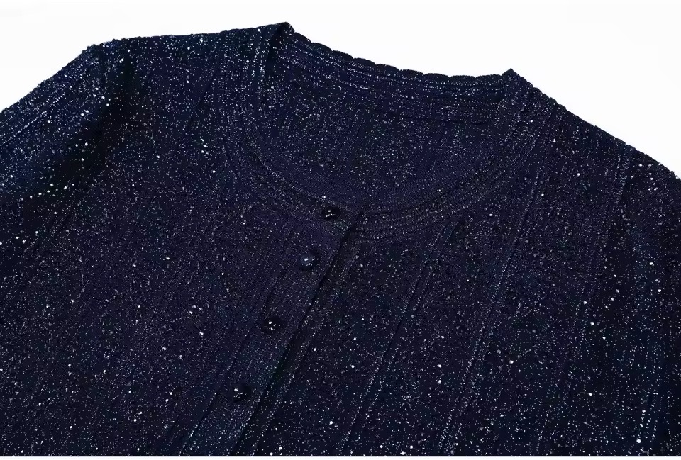 SHIMMERY KNIT CARDIGAN AND SKIRT SET