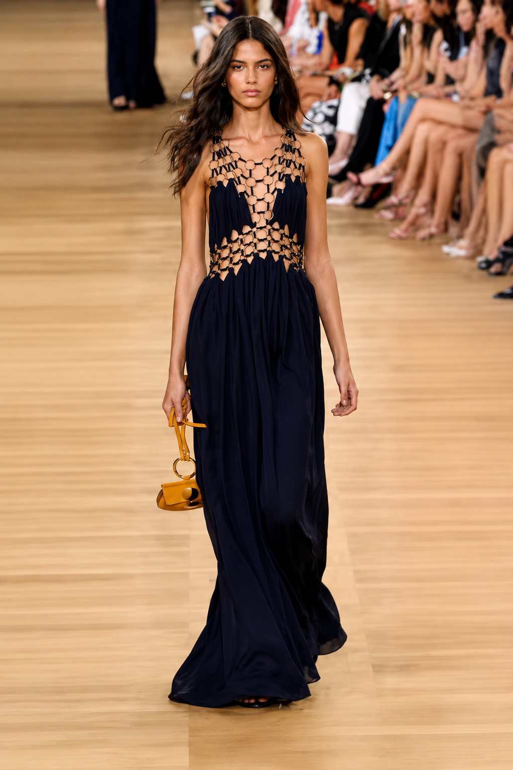 RINGS DETAIL HALTER MAXI STATEMENT DRESS WITH CUTOUTS