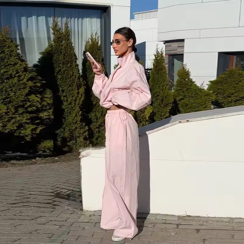 WINDBREAKER LONG SLEEVES ZIPPER JACKET AND CASUAL PANTS SET