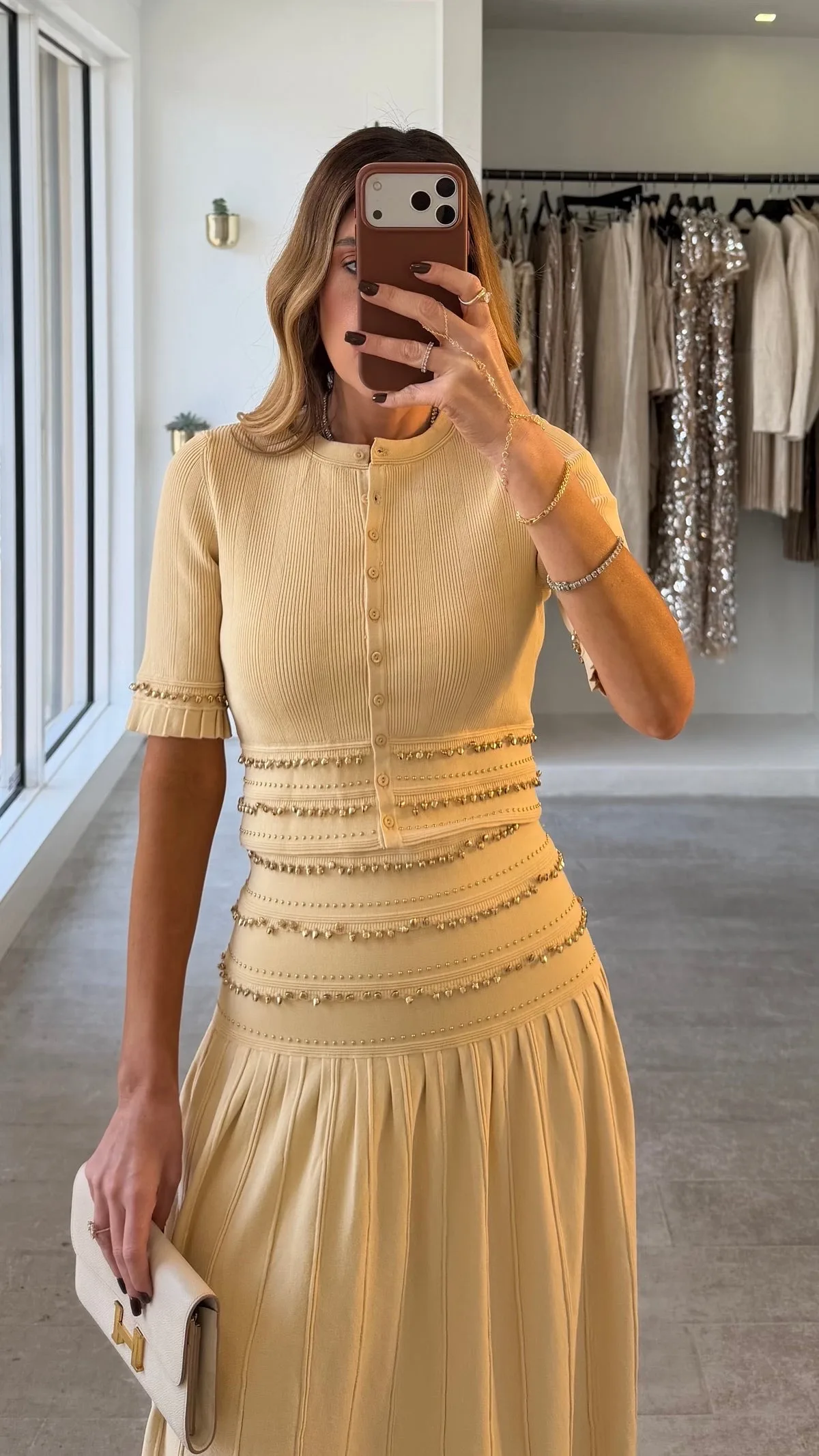 IVORY LUXE SKIRT SET WITH STUDDS