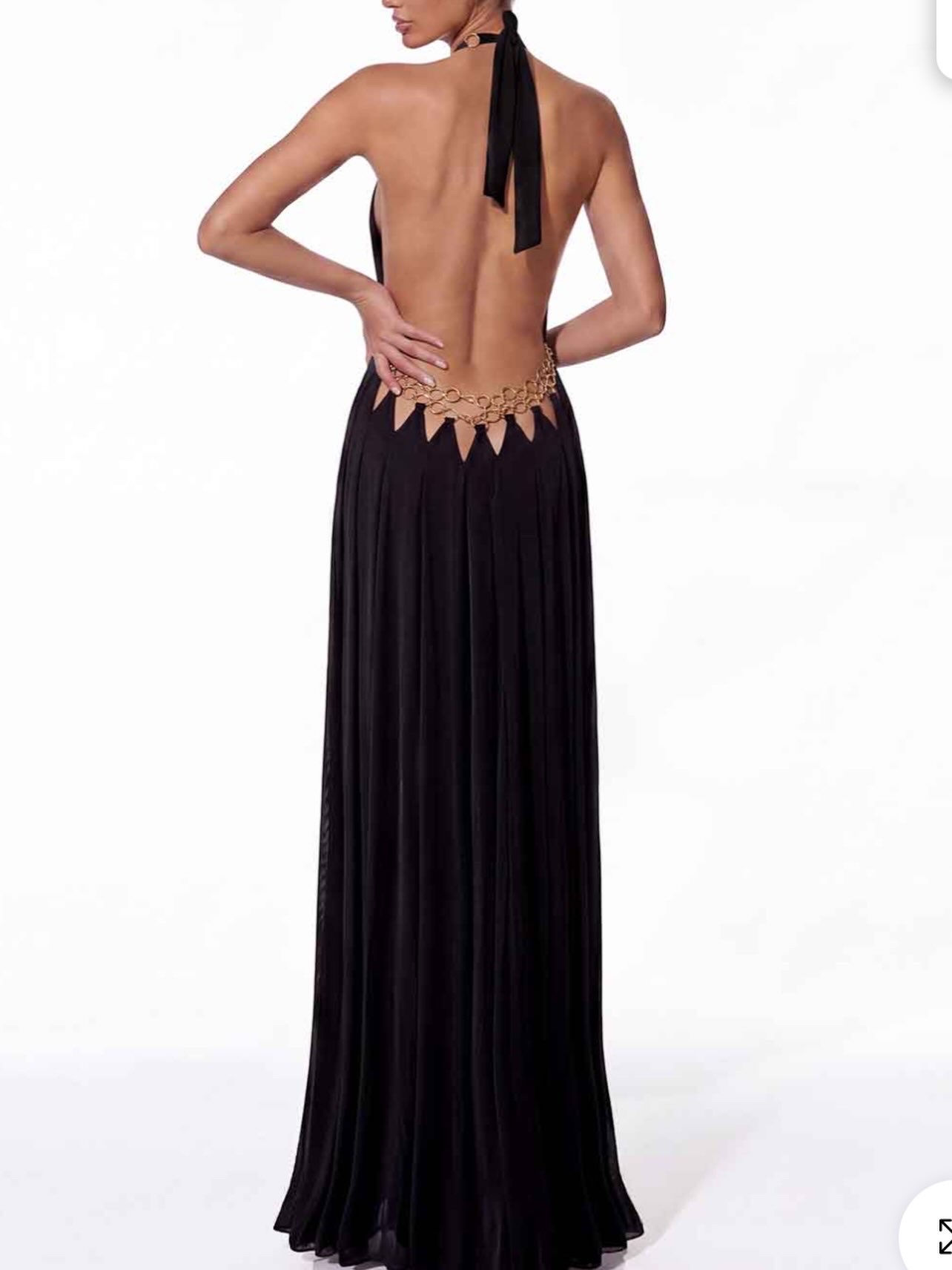 RINGS DETAIL HALTER MAXI STATEMENT DRESS WITH CUTOUTS