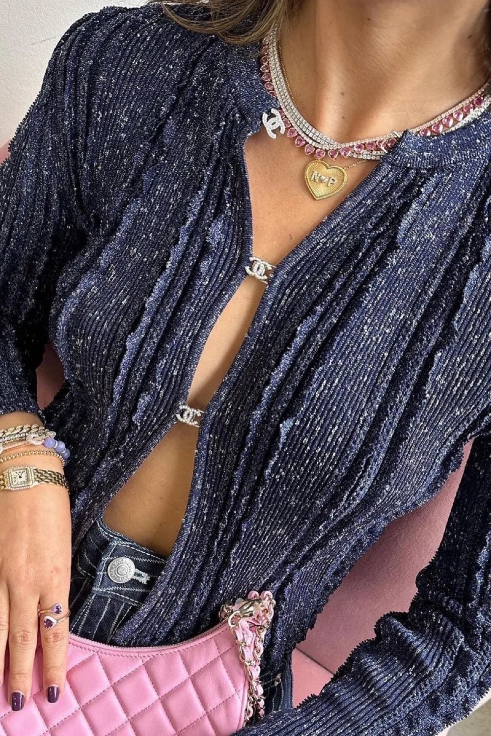 KNIT LUXE SHIMMERY CARDIGAN