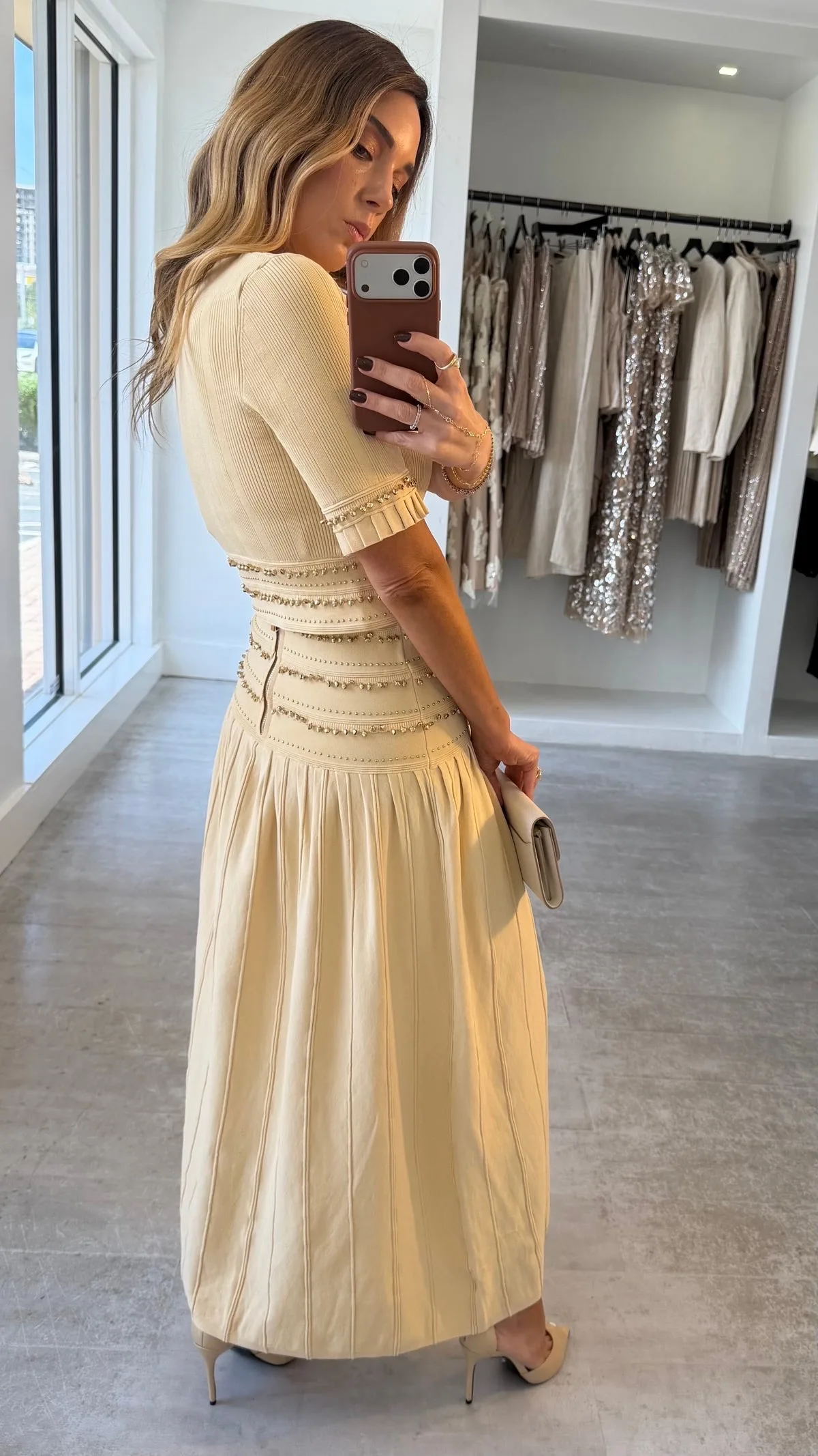 IVORY LUXE SKIRT SET WITH STUDDS