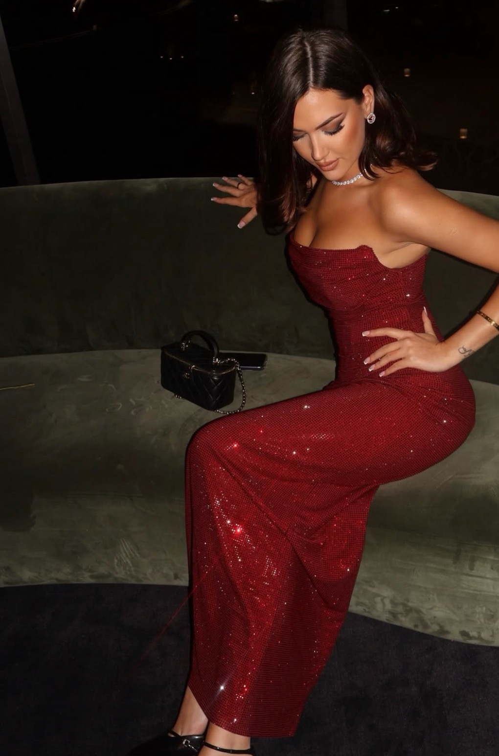 AÏLA RHINESTONES STRAPLESS EVENING DRESS