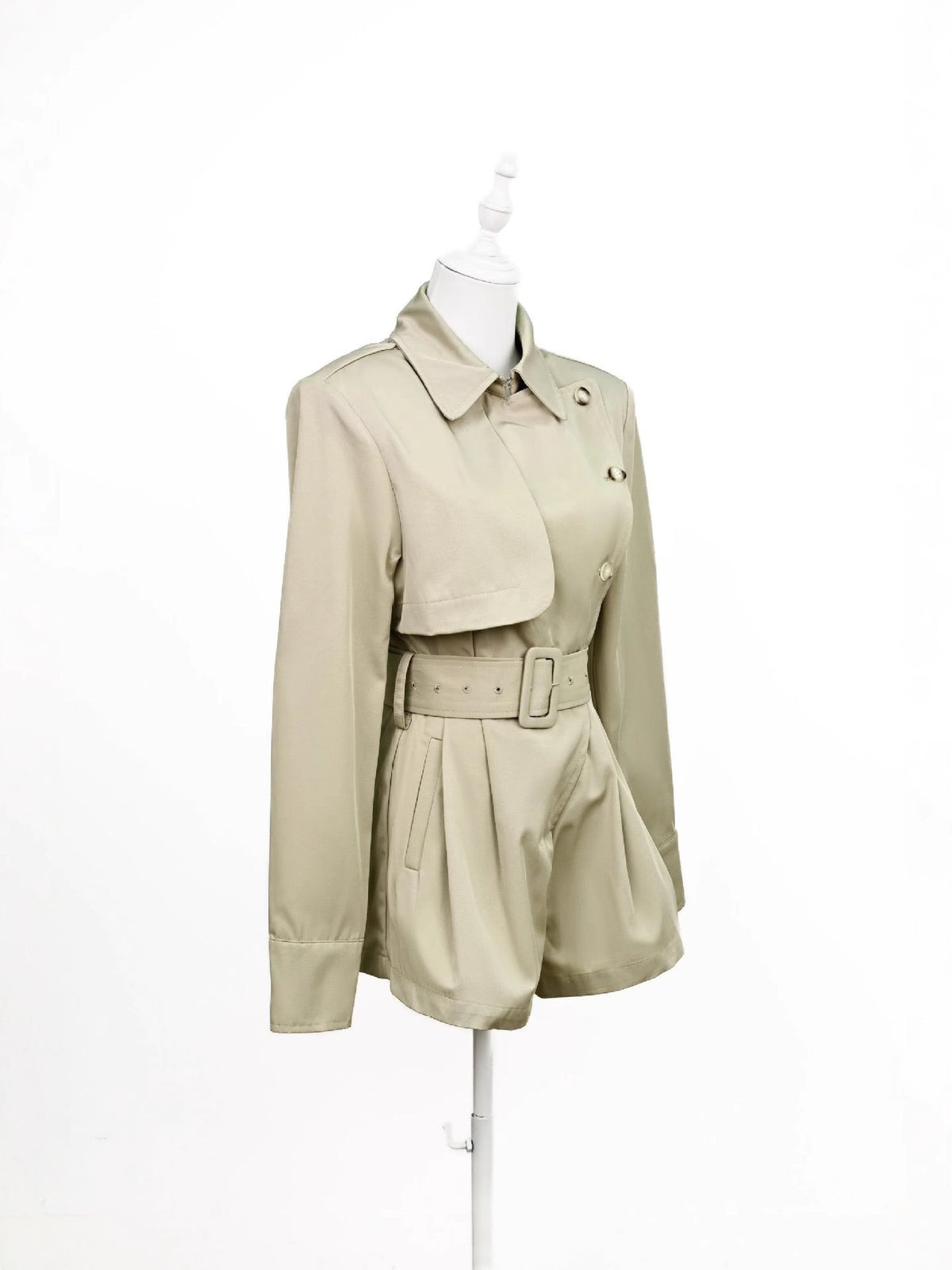 LONG SLEEVES DOUBLE BREASTED BELTED JUMPSUIT