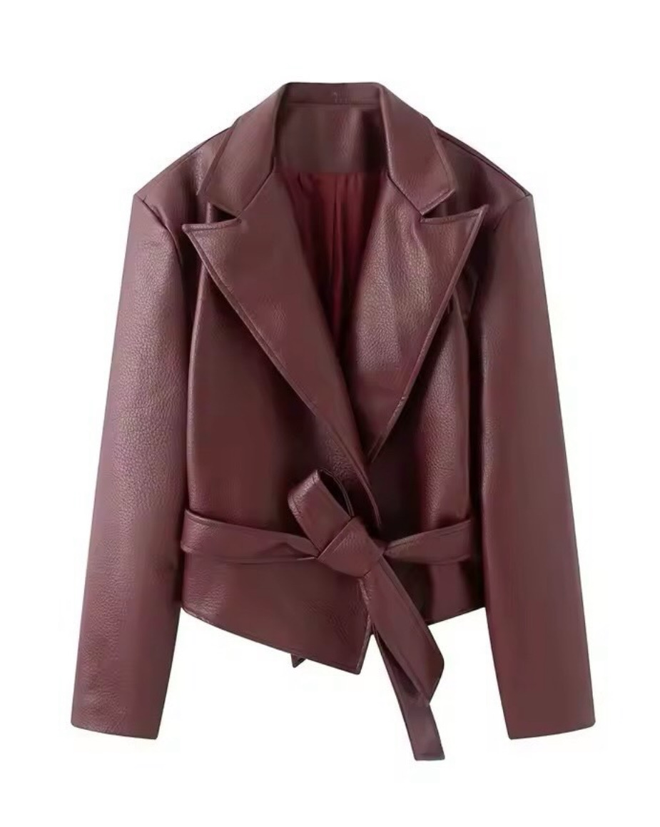 BELTED LEATHER JACKET
