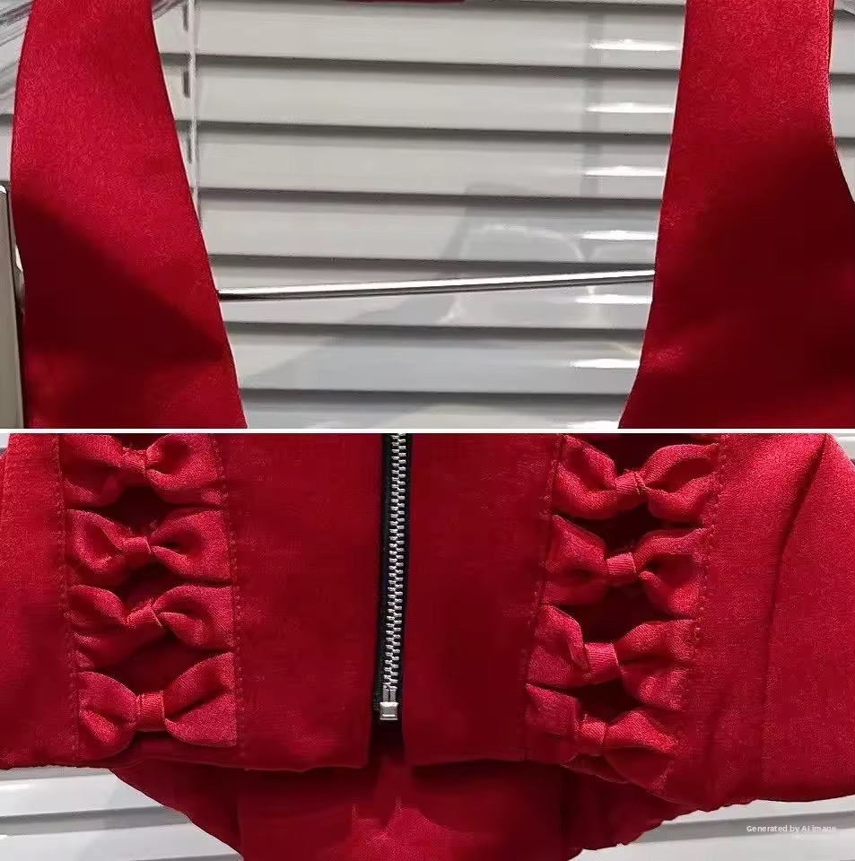 KLOE RED SATIN CORSET TOP.