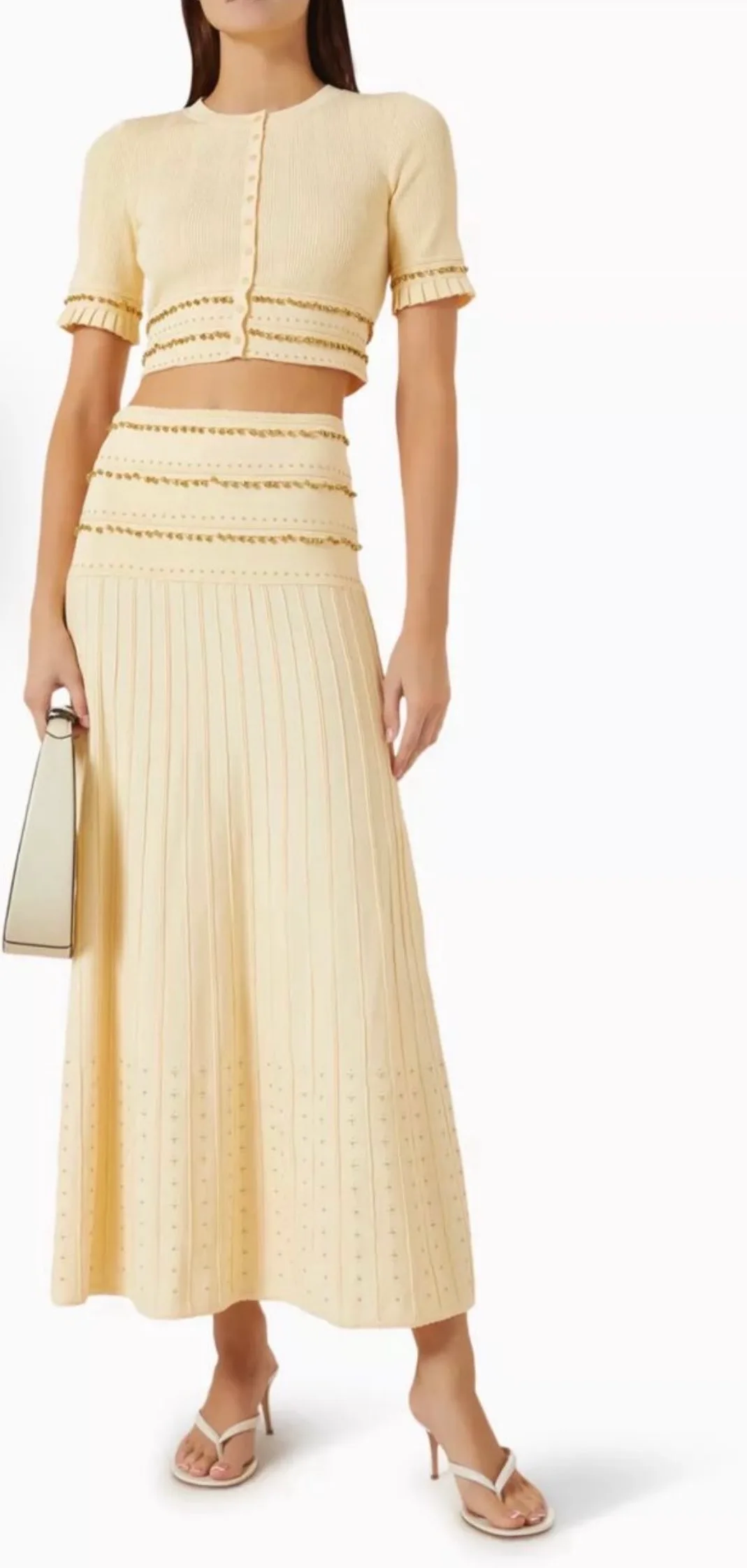 IVORY LUXE SKIRT SET WITH STUDDS