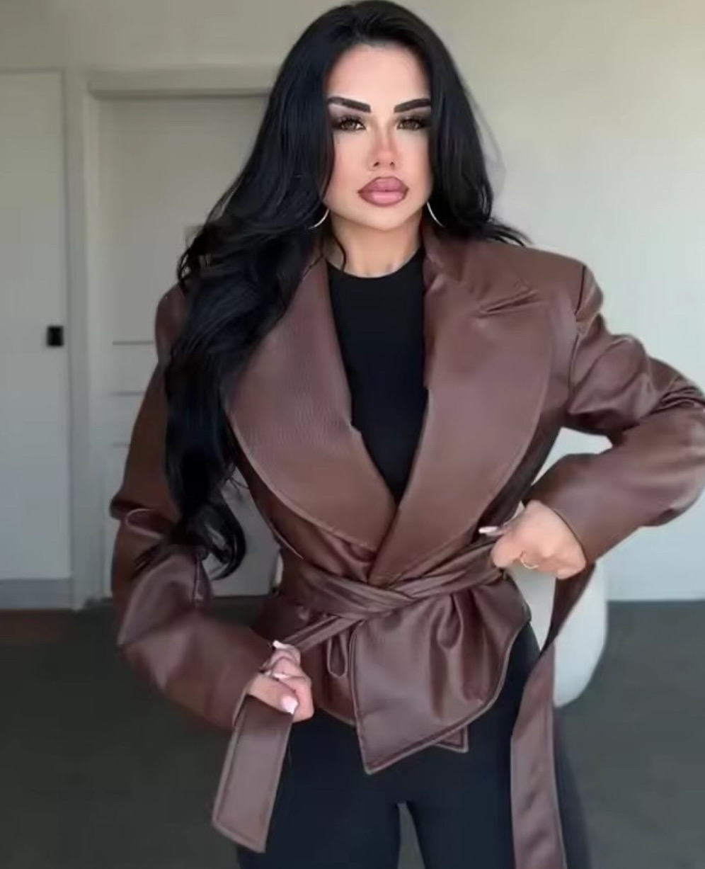 BELTED LEATHER JACKET