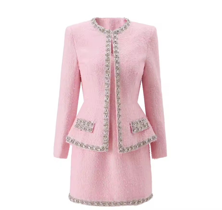 PINK TWEED SHORT DRESS WITHOUT JACKET